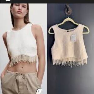 Jason Wu tweed crop top with pearl fringe